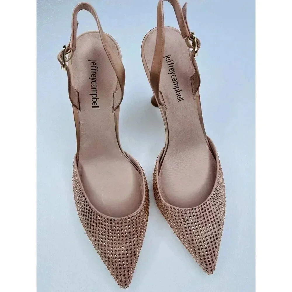 Jeffrey Campbell Zivote slingback pump heels size 8.5 embellished - Picture 2 of 11